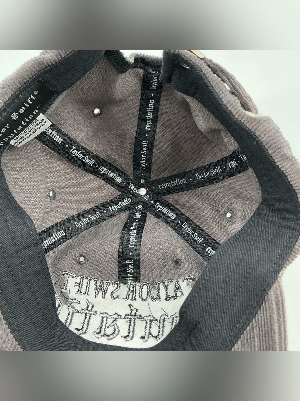 Taylor Swift 2018 Reputation Stadium Tour Corduroy Baseball Cap - Charcoal - Picture 5 of 6